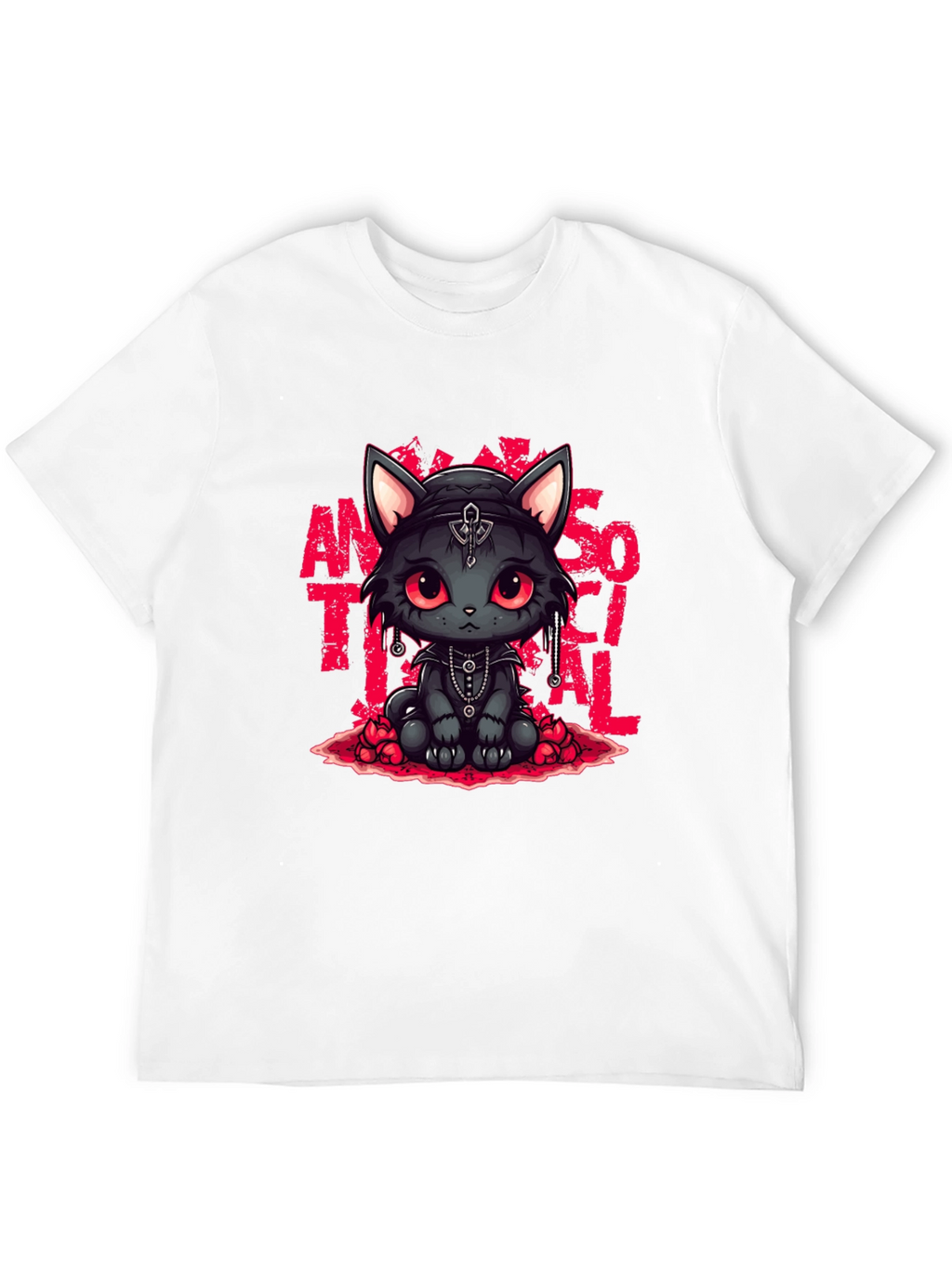 Gothic Cat Antisocial T-Shirt