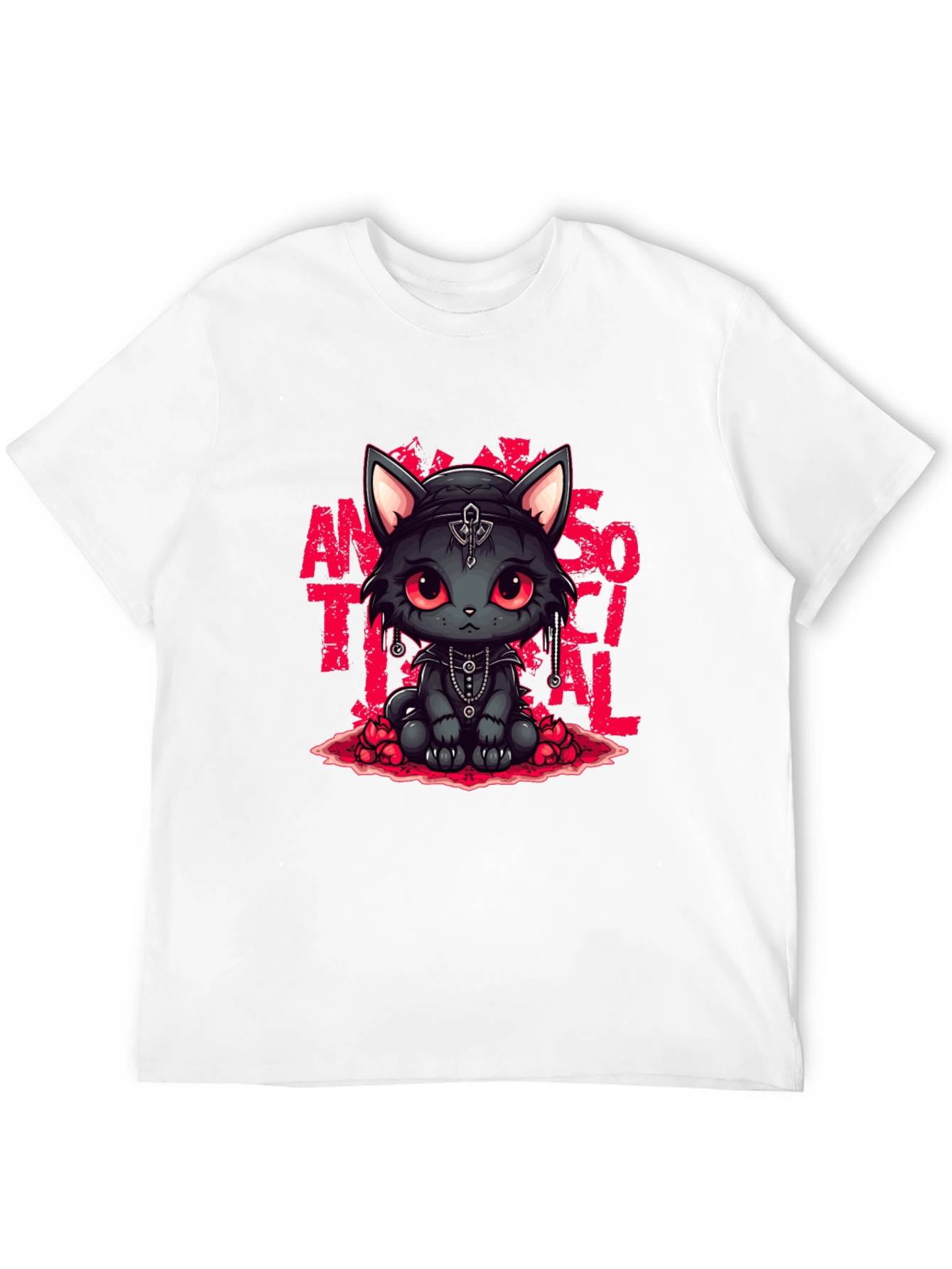 Gothic Cat Antisocial T-Shirt