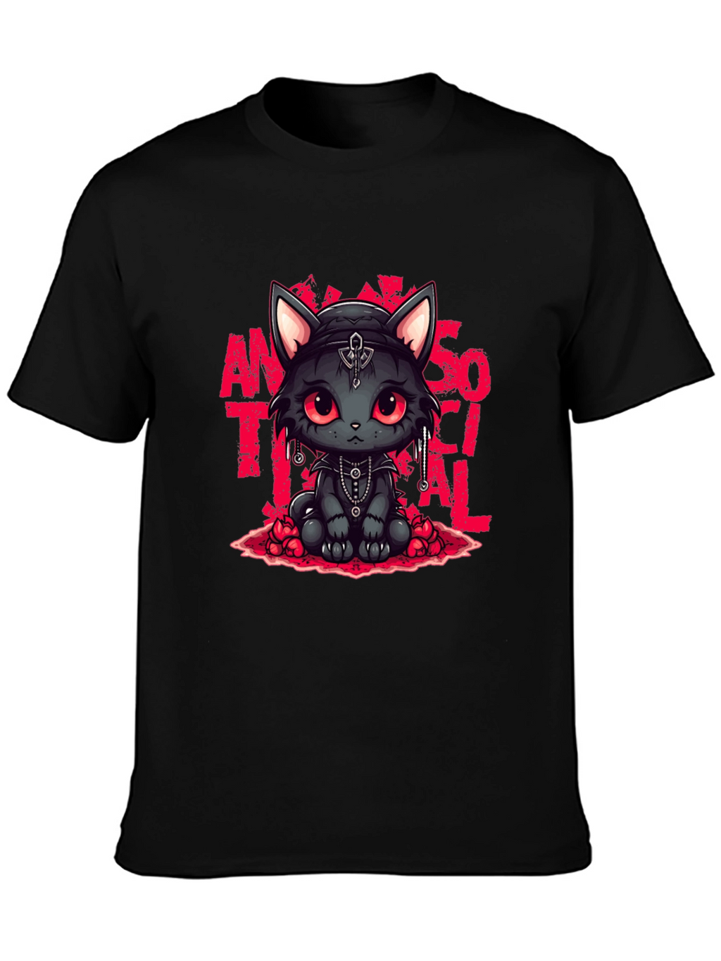 Gothic Cat Antisocial T-Shirt