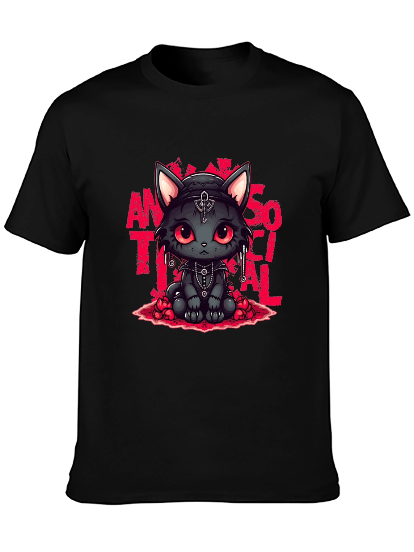 Gothic Cat Antisocial T-Shirt