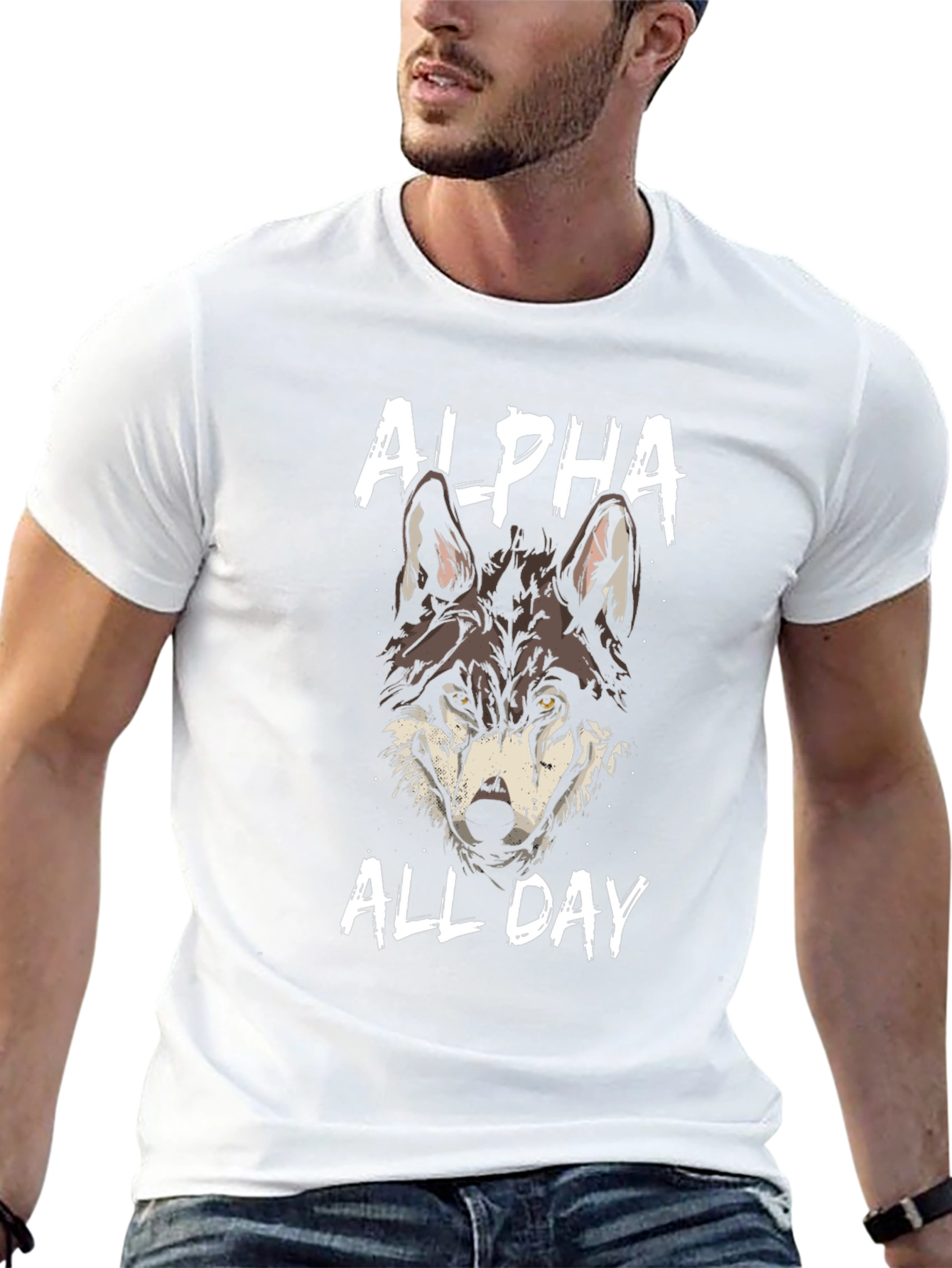 Alpha Wolf Graphic T-Shirt - Black Cotton Tee