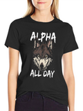 Alpha Wolf Graphic T-Shirt - Black Cotton Tee