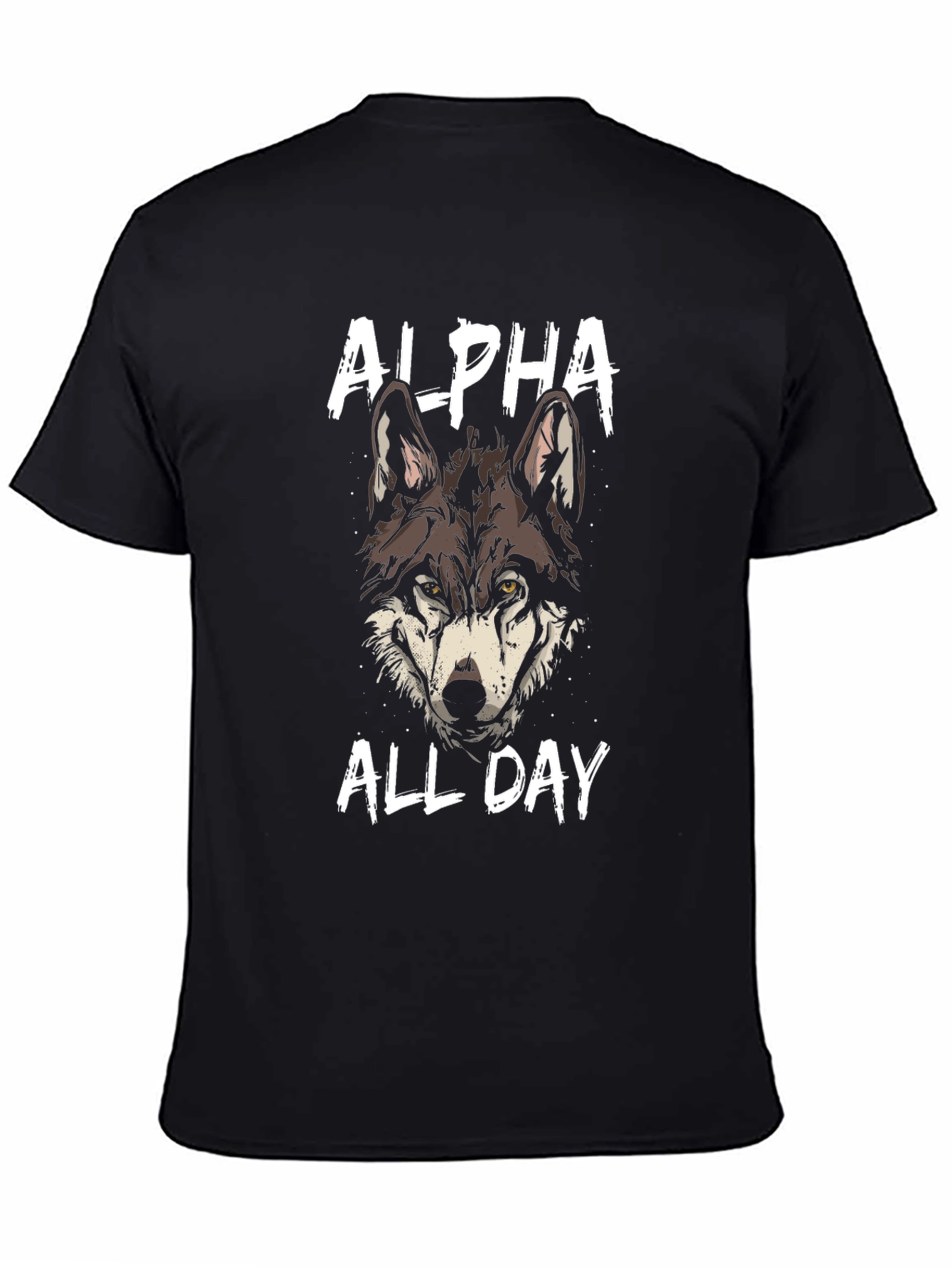 Alpha Wolf Graphic T-Shirt - Black Cotton Tee