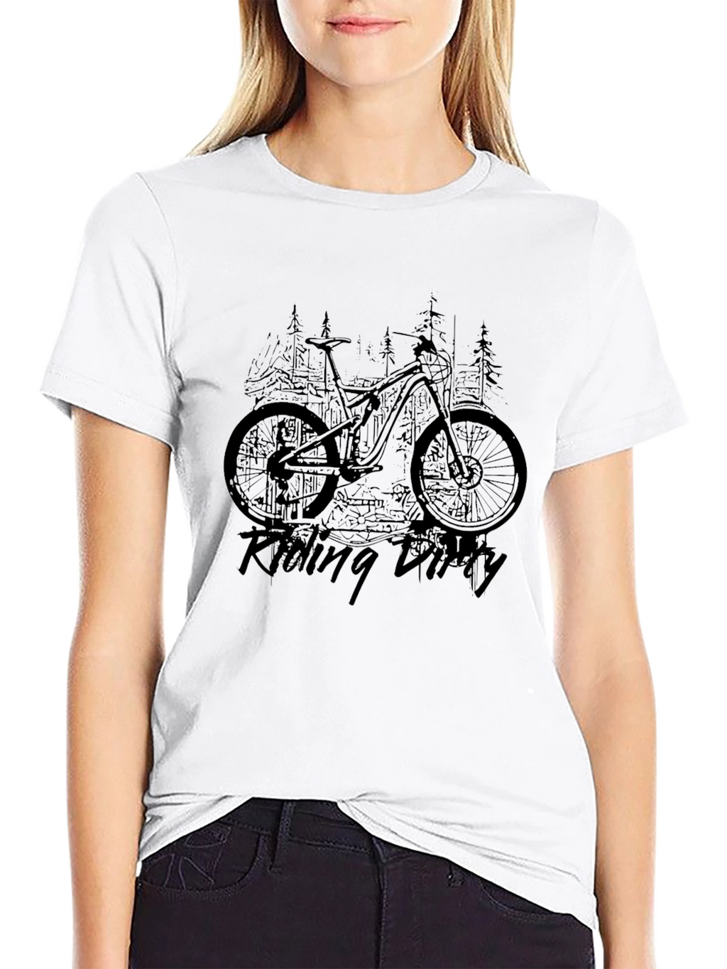 Riding Dirty Black T-Shirt - Mountain Bike Design