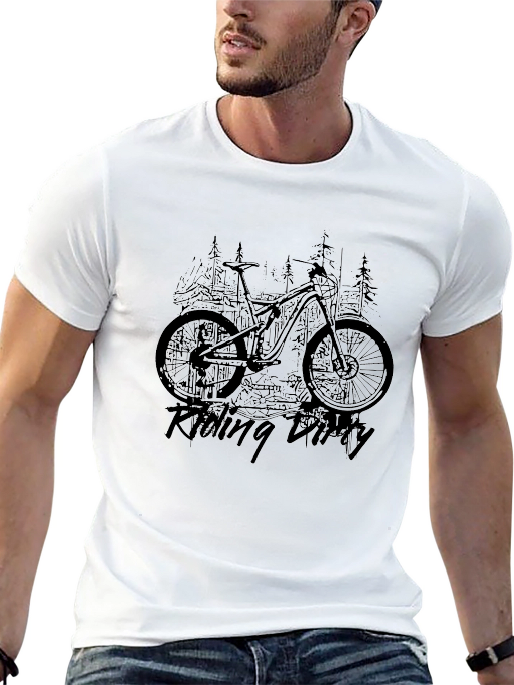 Riding Dirty Black T-Shirt - Mountain Bike Design