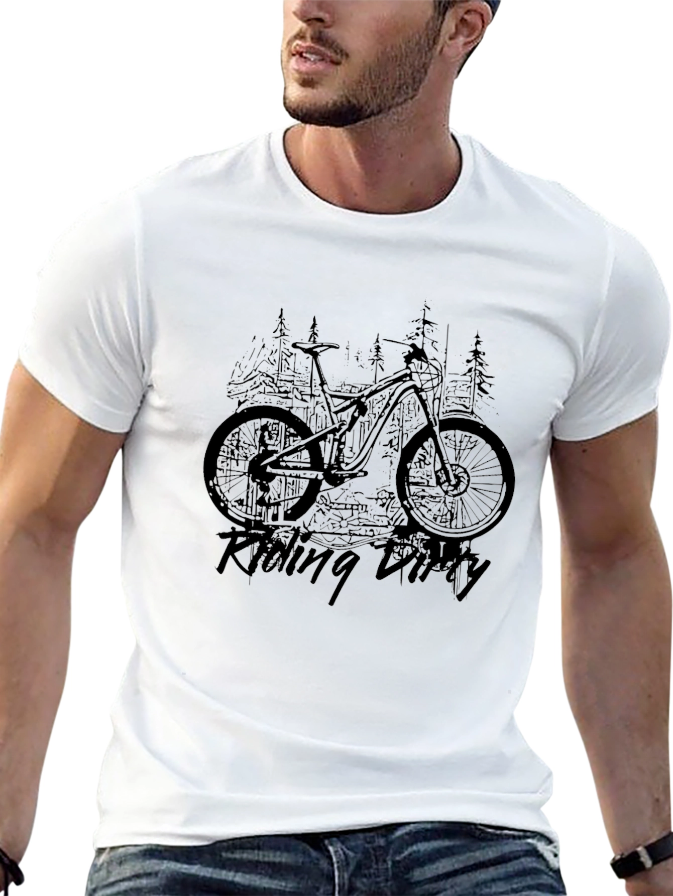 Riding Dirty Black T-Shirt - Mountain Bike Design