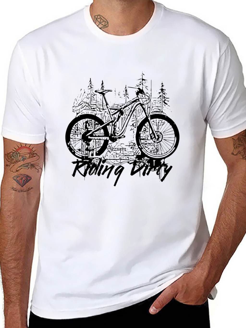 Riding Dirty Black T-Shirt - Mountain Bike Design