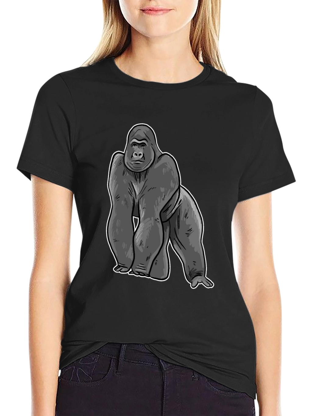 Gorilla Graphic Black T-Shirt - Cool Animal Tee
