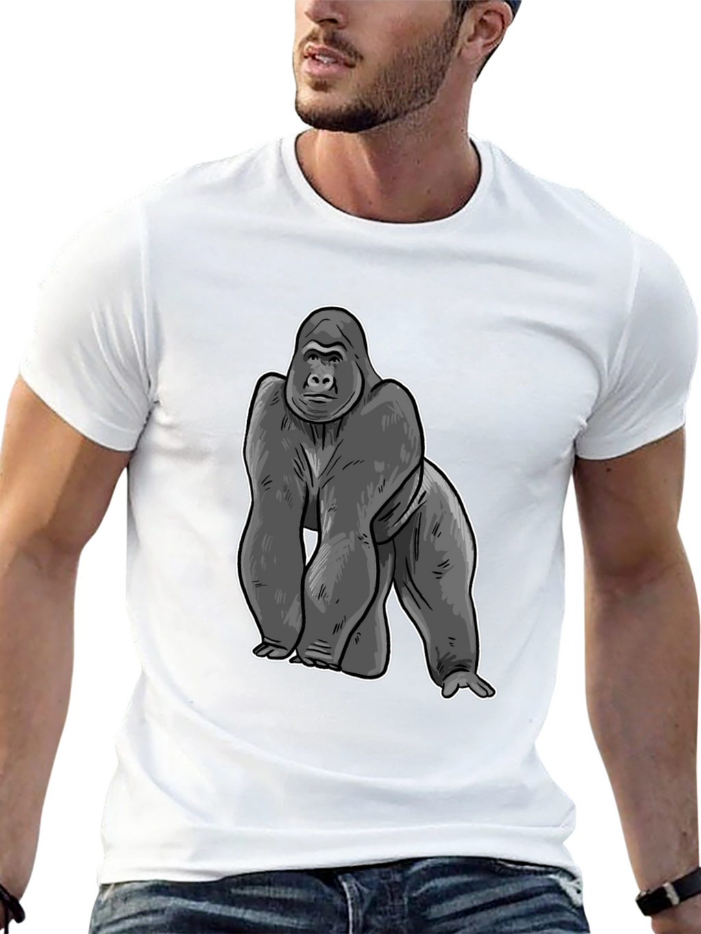 Gorilla Graphic Black T-Shirt - Cool Animal Tee