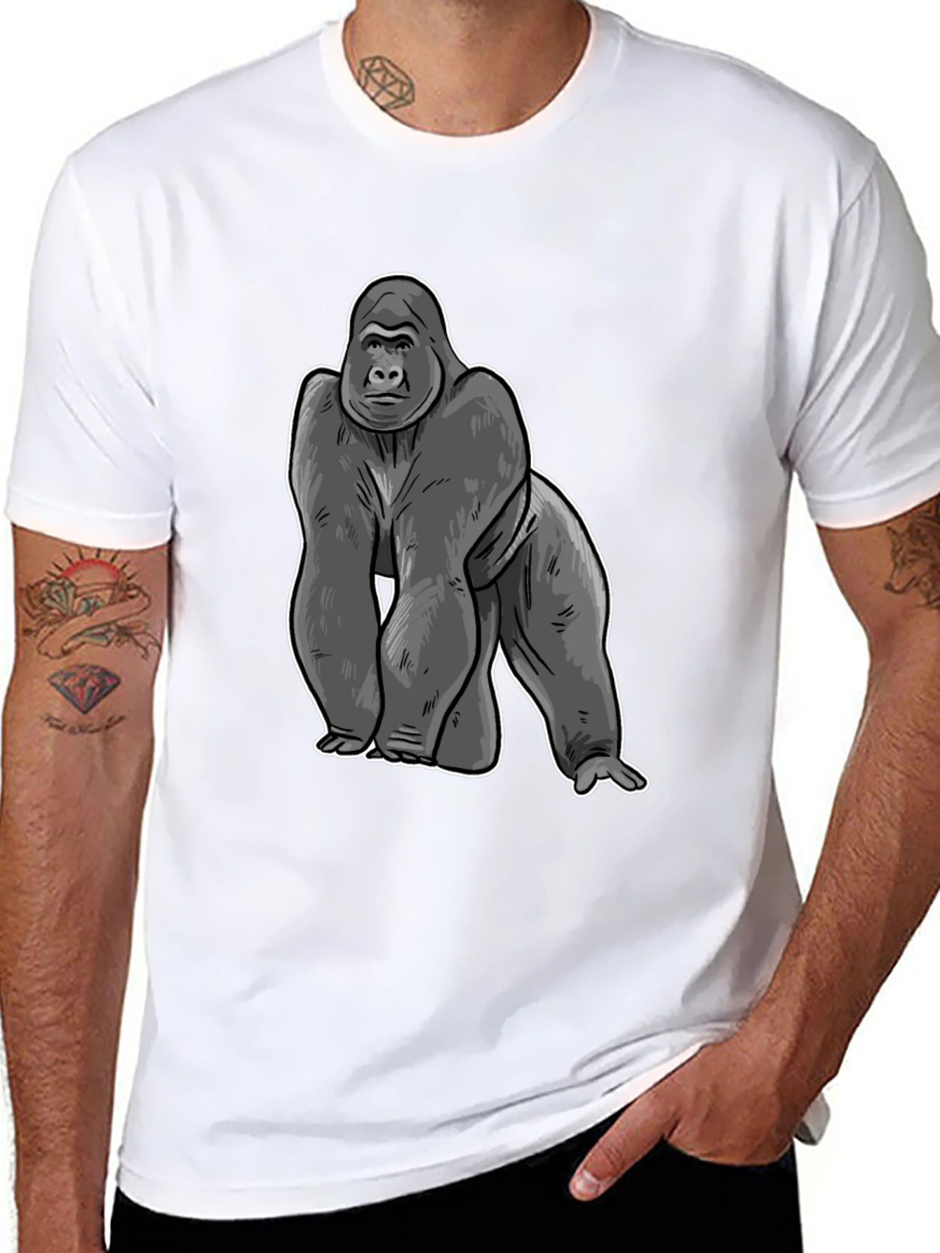 Gorilla Graphic Black T-Shirt - Cool Animal Tee
