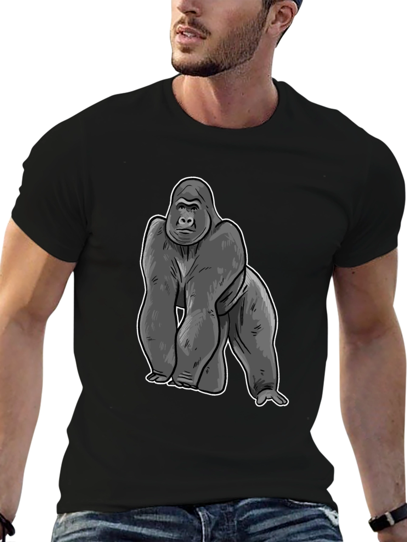 Gorilla Graphic Black T-Shirt - Cool Animal Tee
