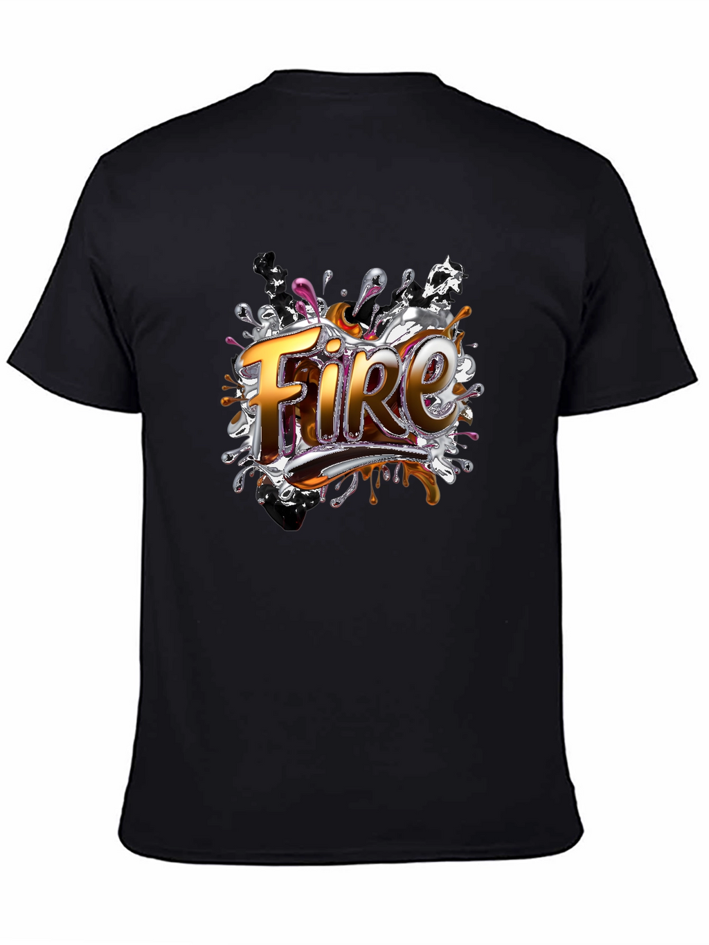 Fire Graphic Print Black T-Shirt