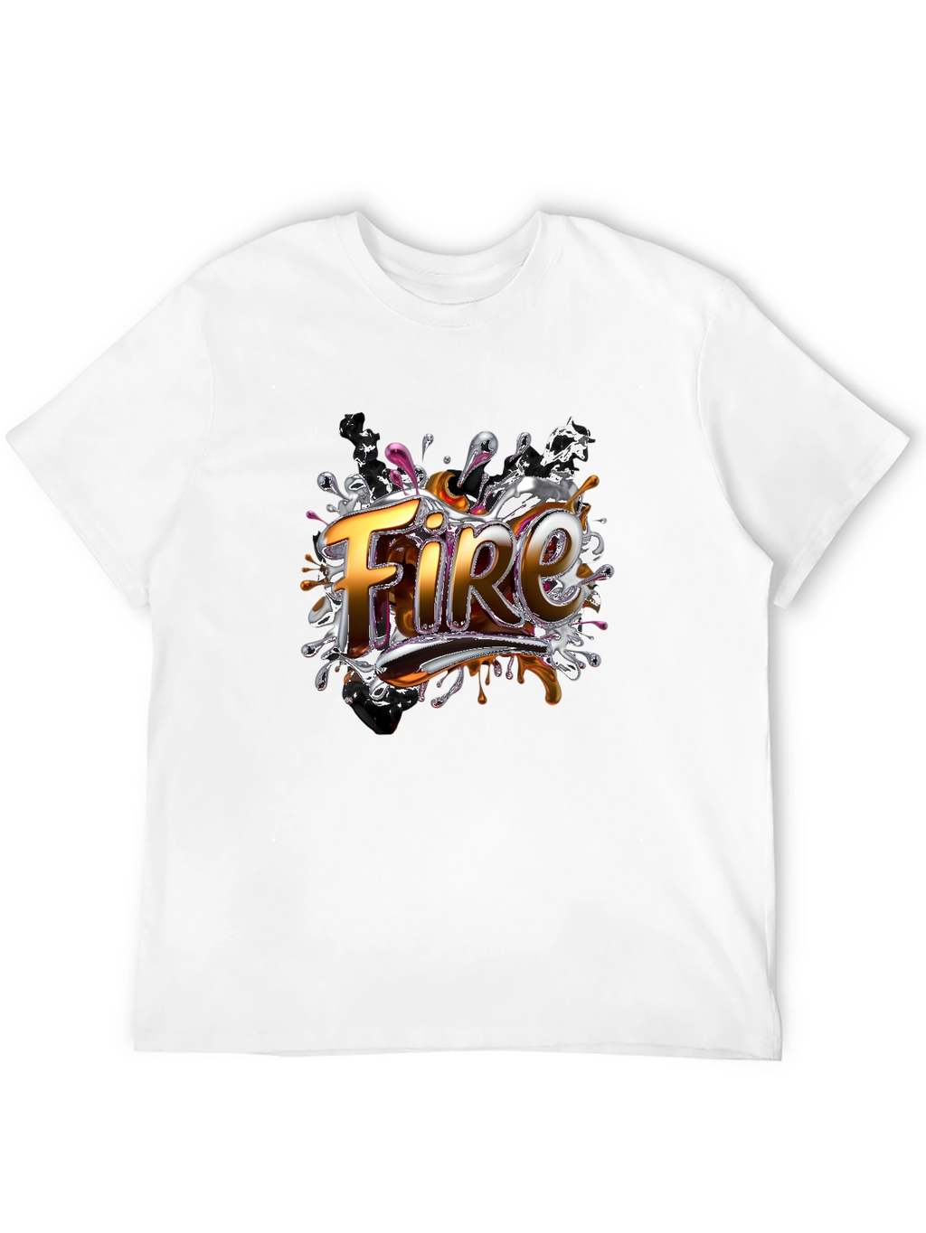 Fire Graphic Print Black T-Shirt