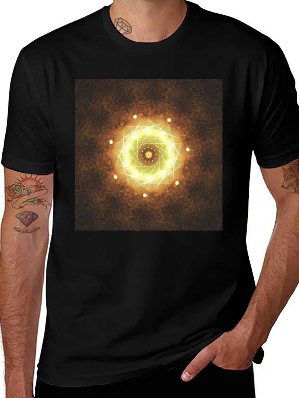 Geometric Light Design Black T-Shirt
