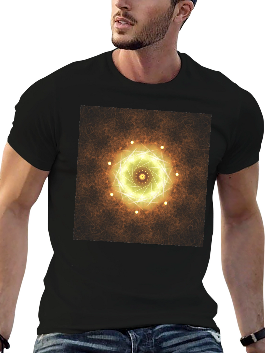 Geometric Light Design Black T-Shirt