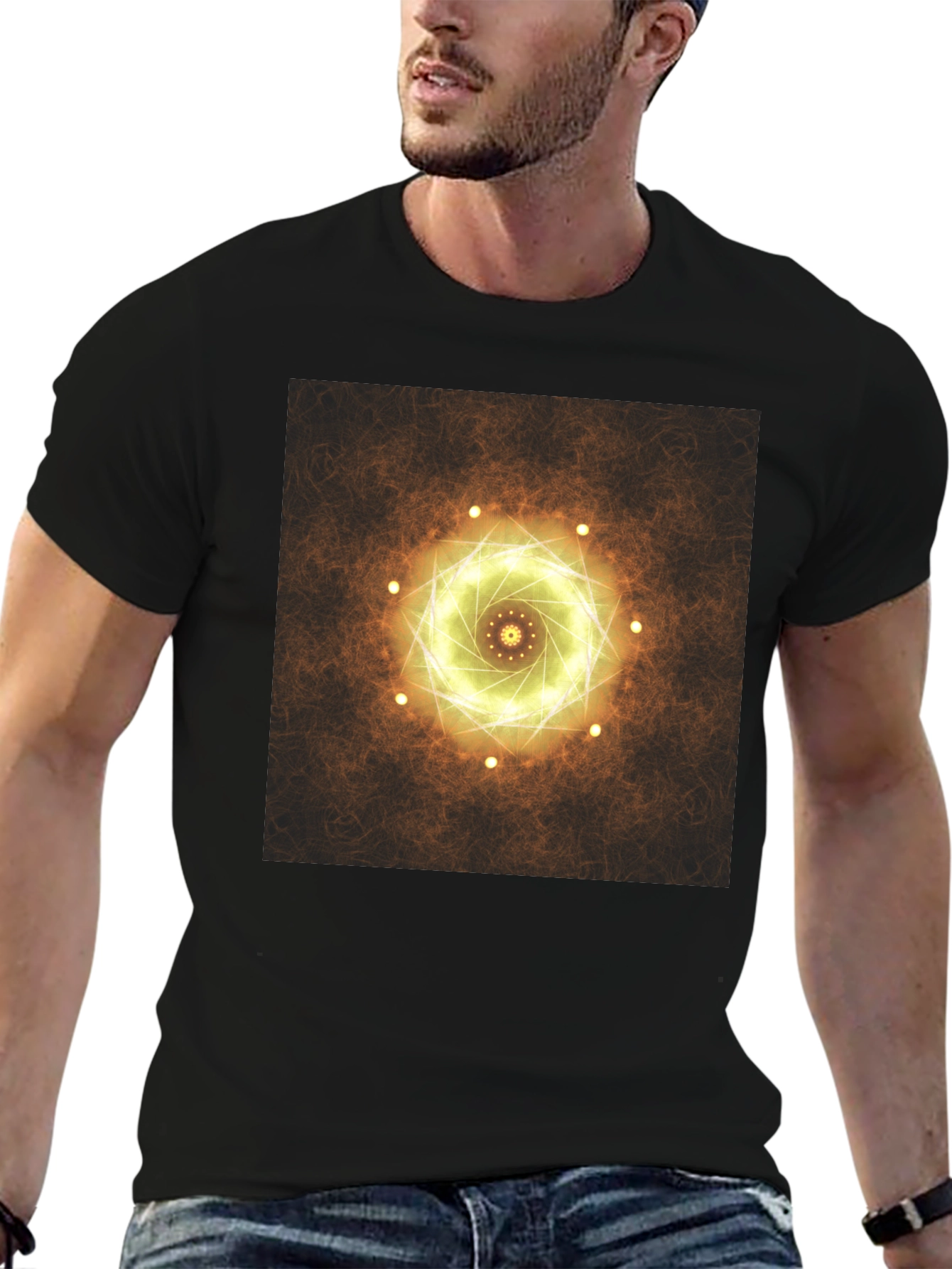Geometric Light Design Black T-Shirt