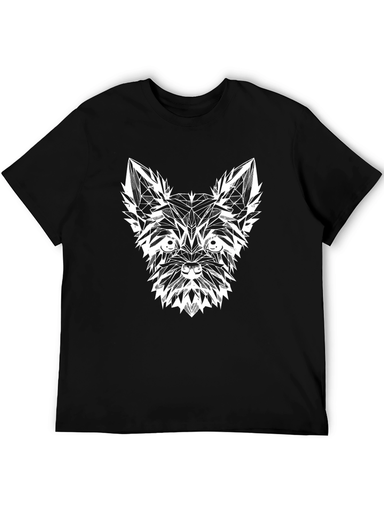 Geometric Dog Graphic Tee - Modern Black T-Shirt