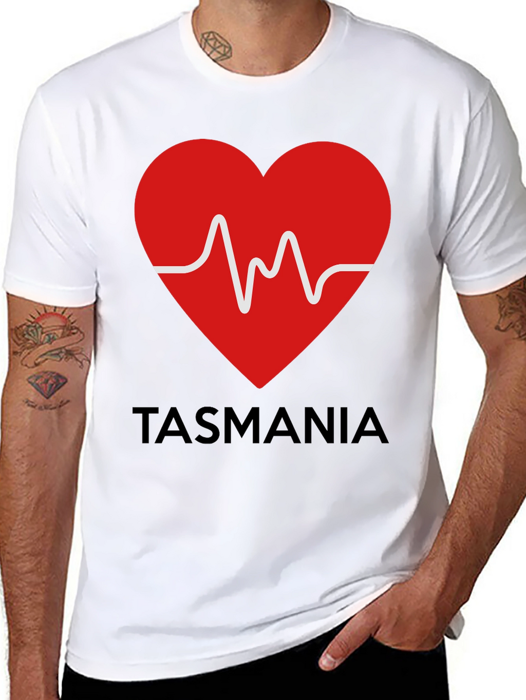 Tasmania Heartbeat Graphic Tee - Soft Cotton Blend