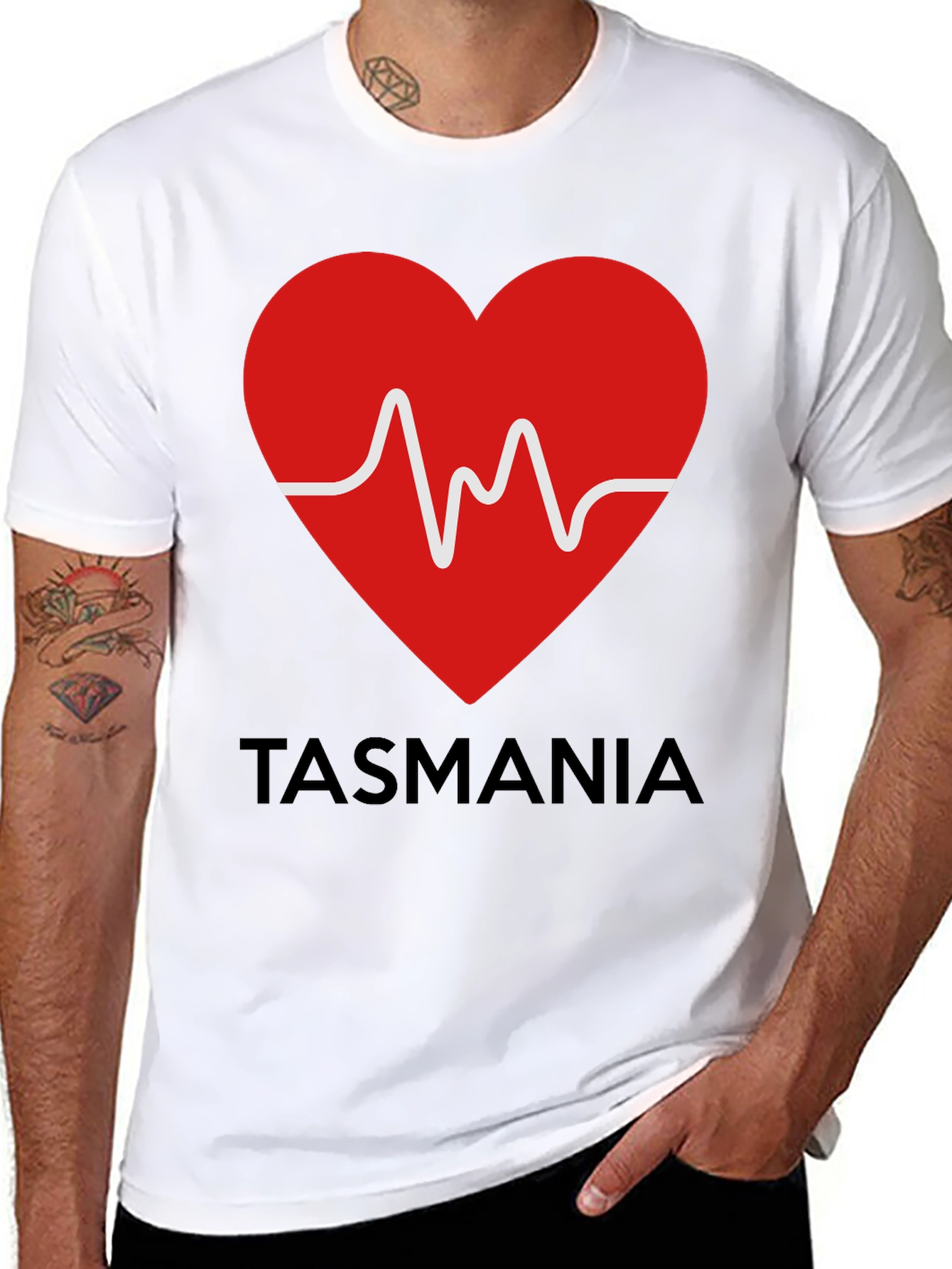 Tasmania Heartbeat Graphic Tee - Soft Cotton Blend