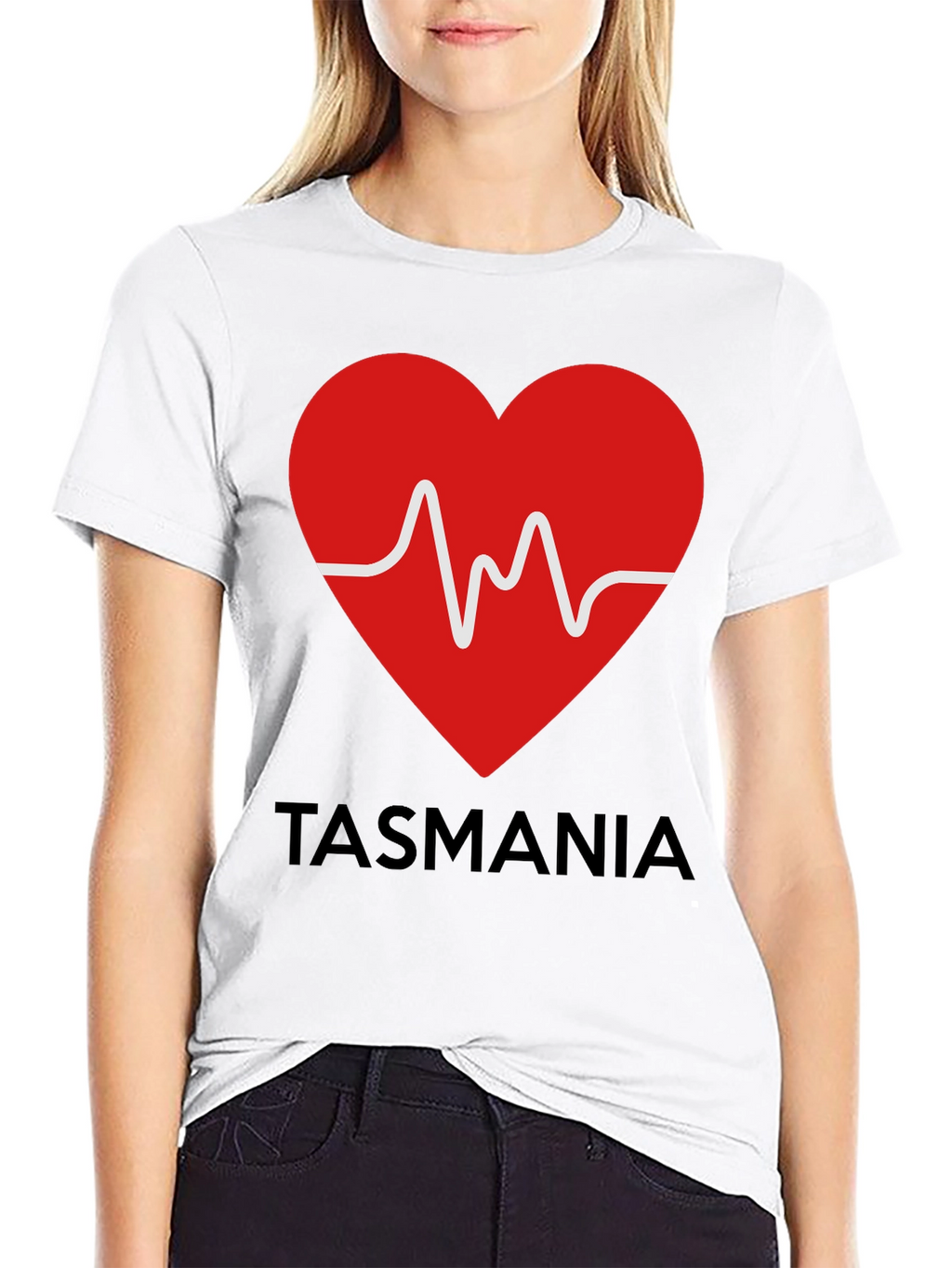 Tasmania Heartbeat Graphic Tee - Soft Cotton Blend