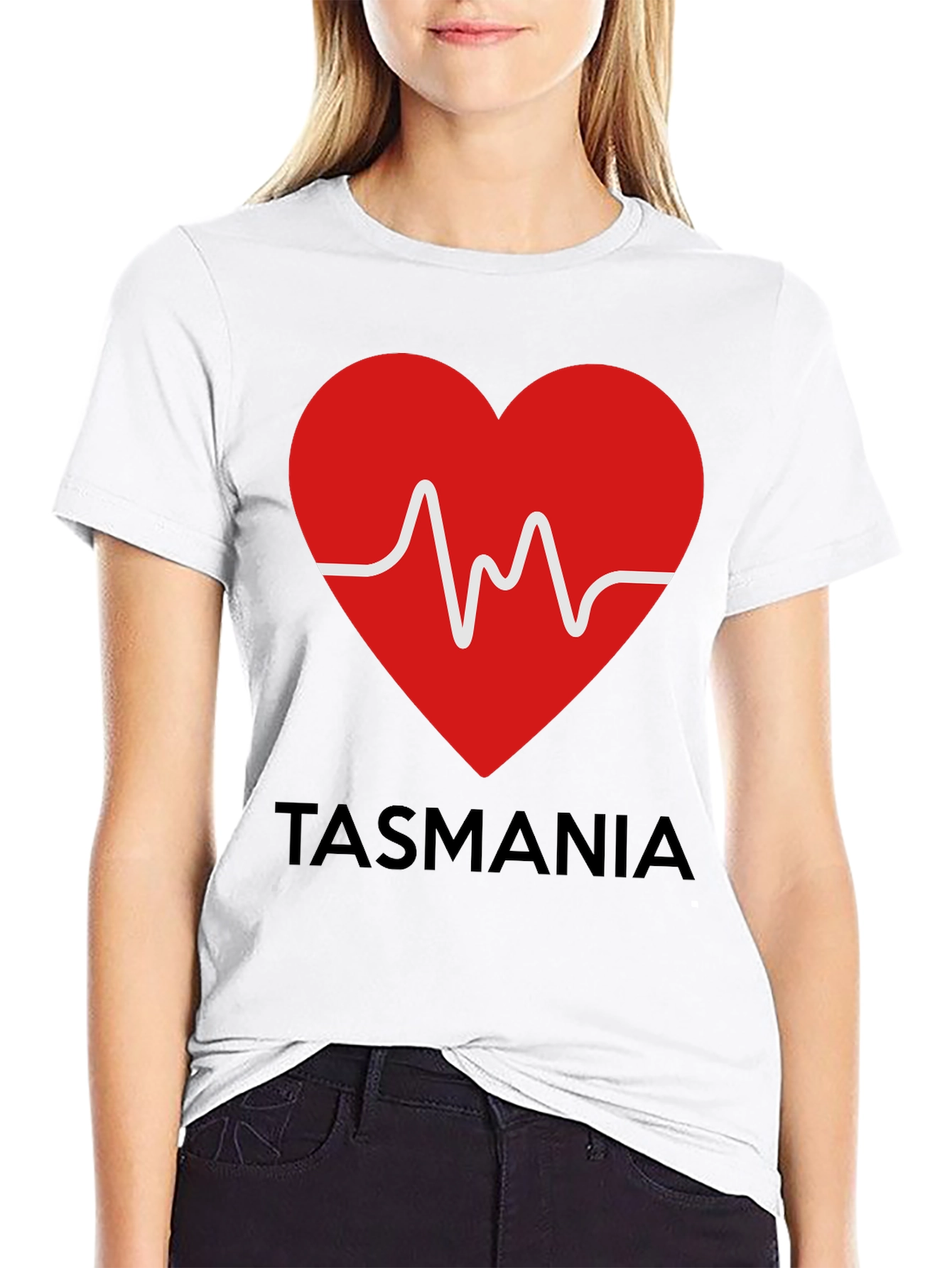 Tasmania Heartbeat Graphic Tee - Soft Cotton Blend