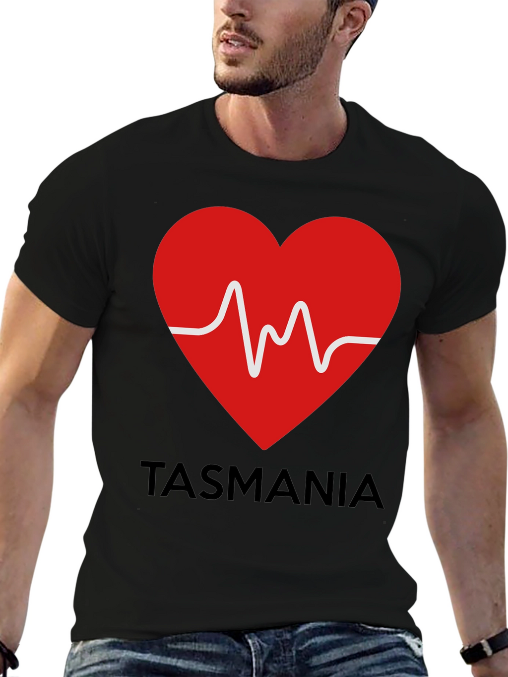 Tasmania Heartbeat Graphic Tee - Soft Cotton Blend