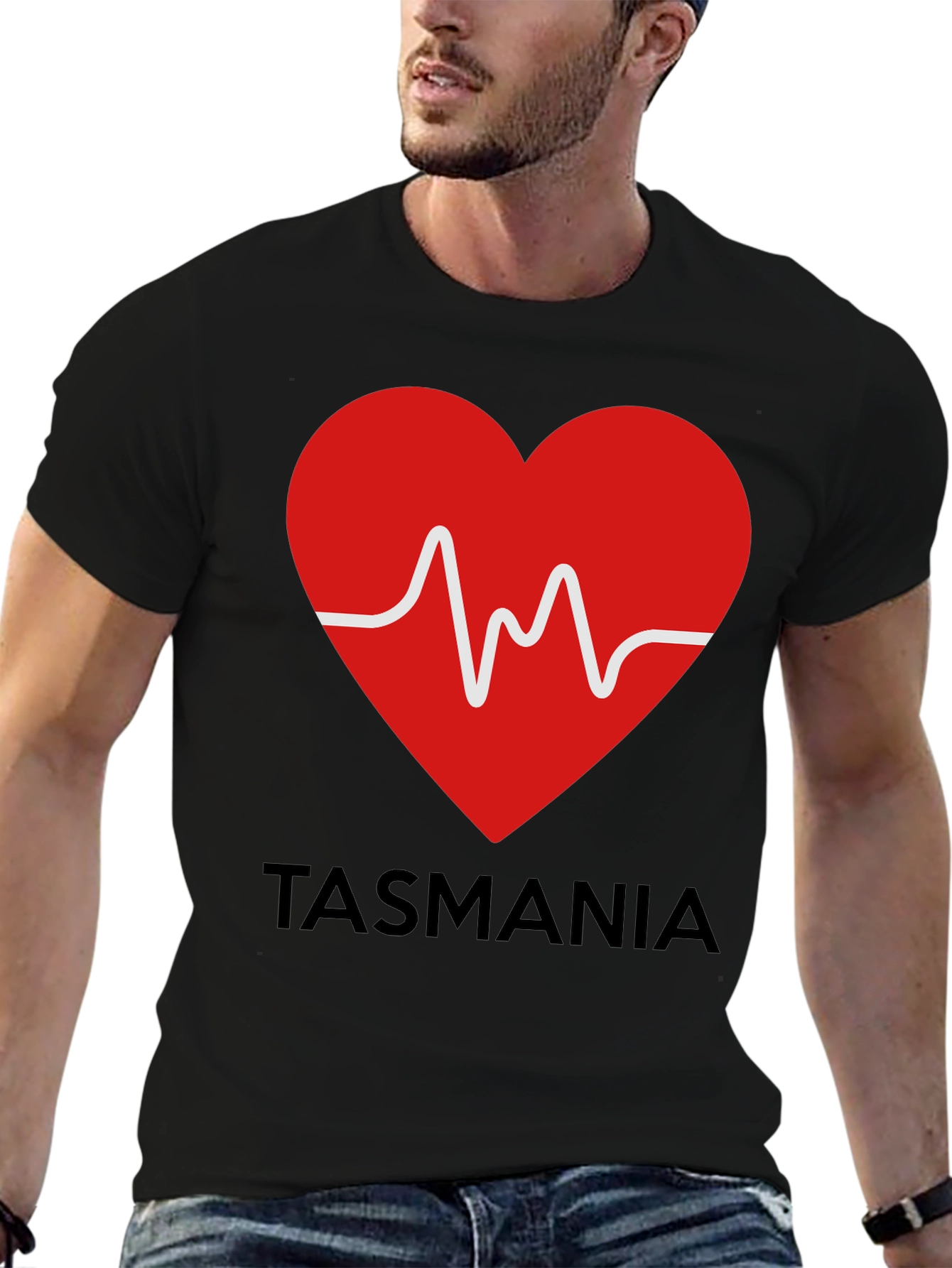 Tasmania Heartbeat Graphic Tee - Soft Cotton Blend