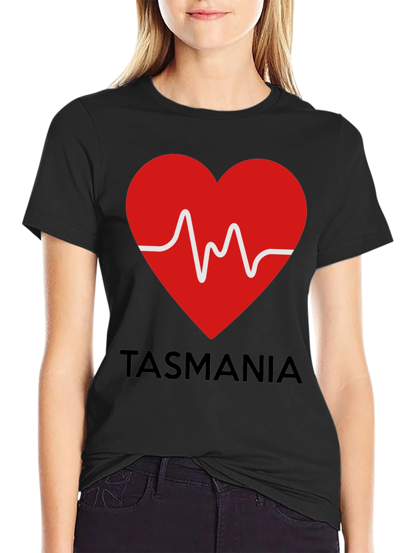 Tasmania Heartbeat Graphic Tee - Soft Cotton Blend