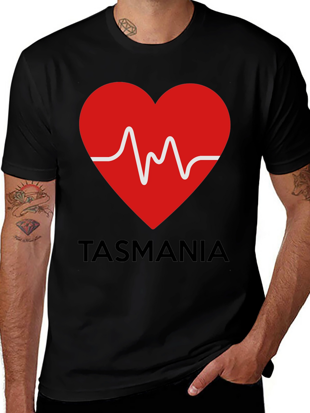 Tasmania Heartbeat Graphic Tee - Soft Cotton Blend