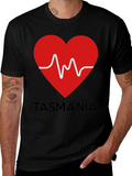 Tasmania Heartbeat Graphic Tee - Soft Cotton Blend