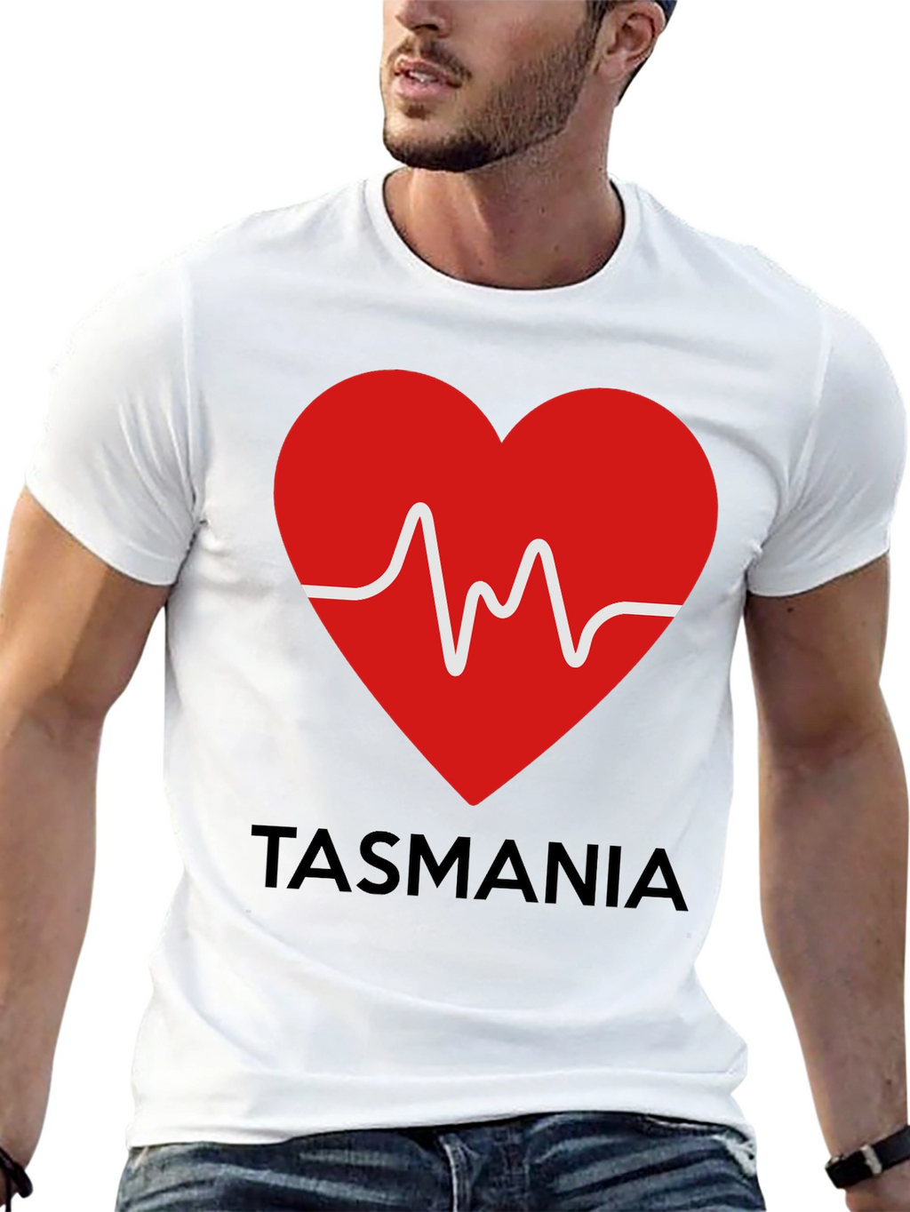 Tasmania Heartbeat Graphic Tee - Soft Cotton Blend