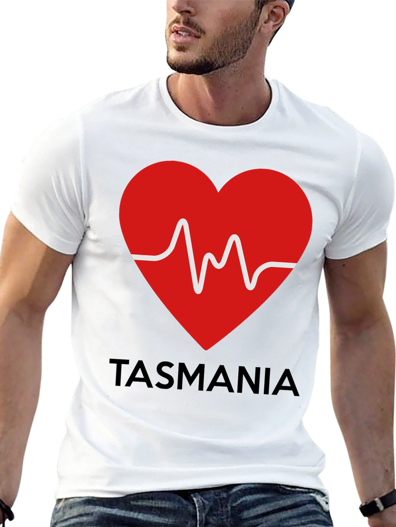 Tasmania Heartbeat Graphic Tee - Soft Cotton Blend