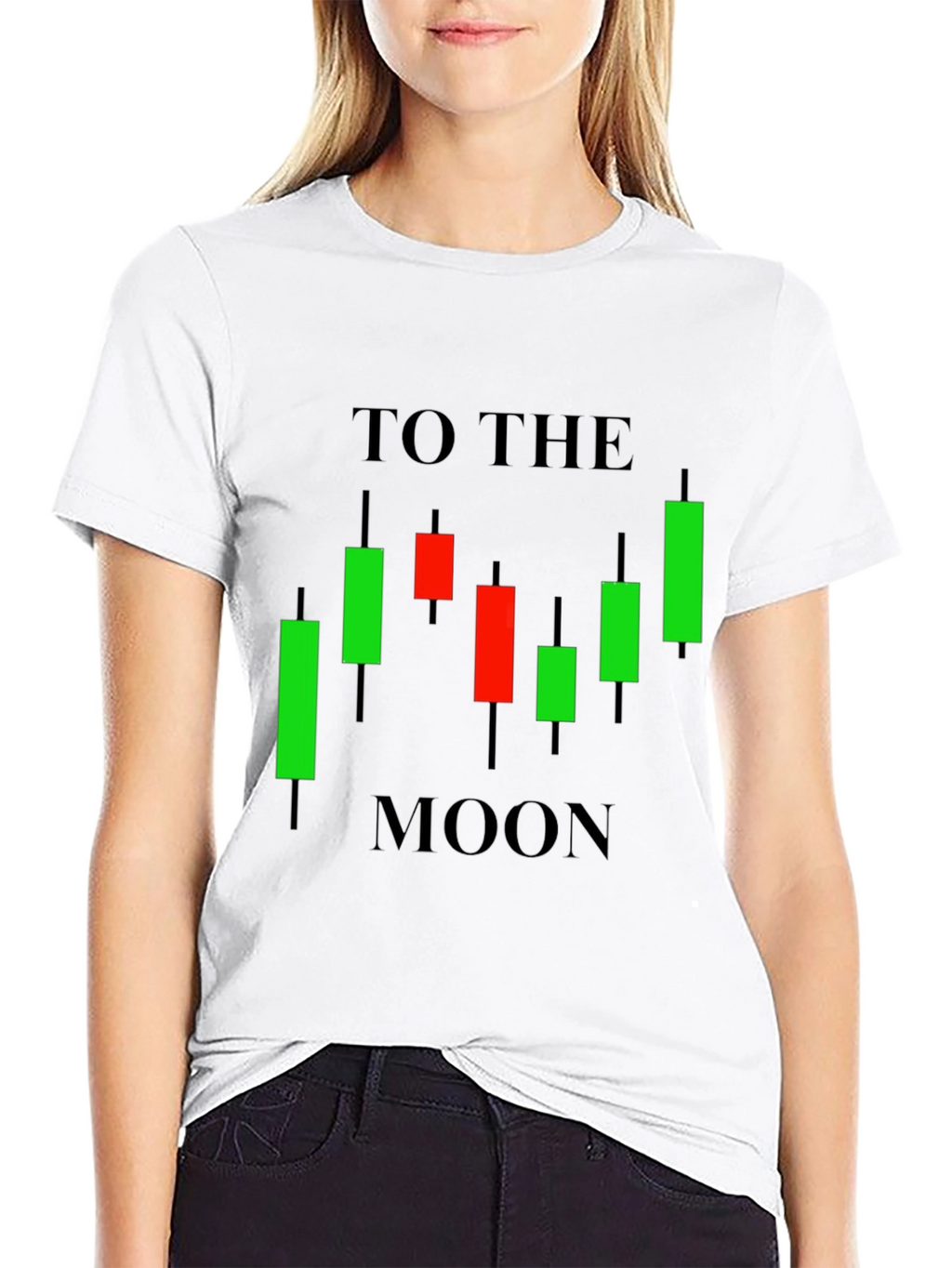 To The Moon Candlestick Chart Black Tee
