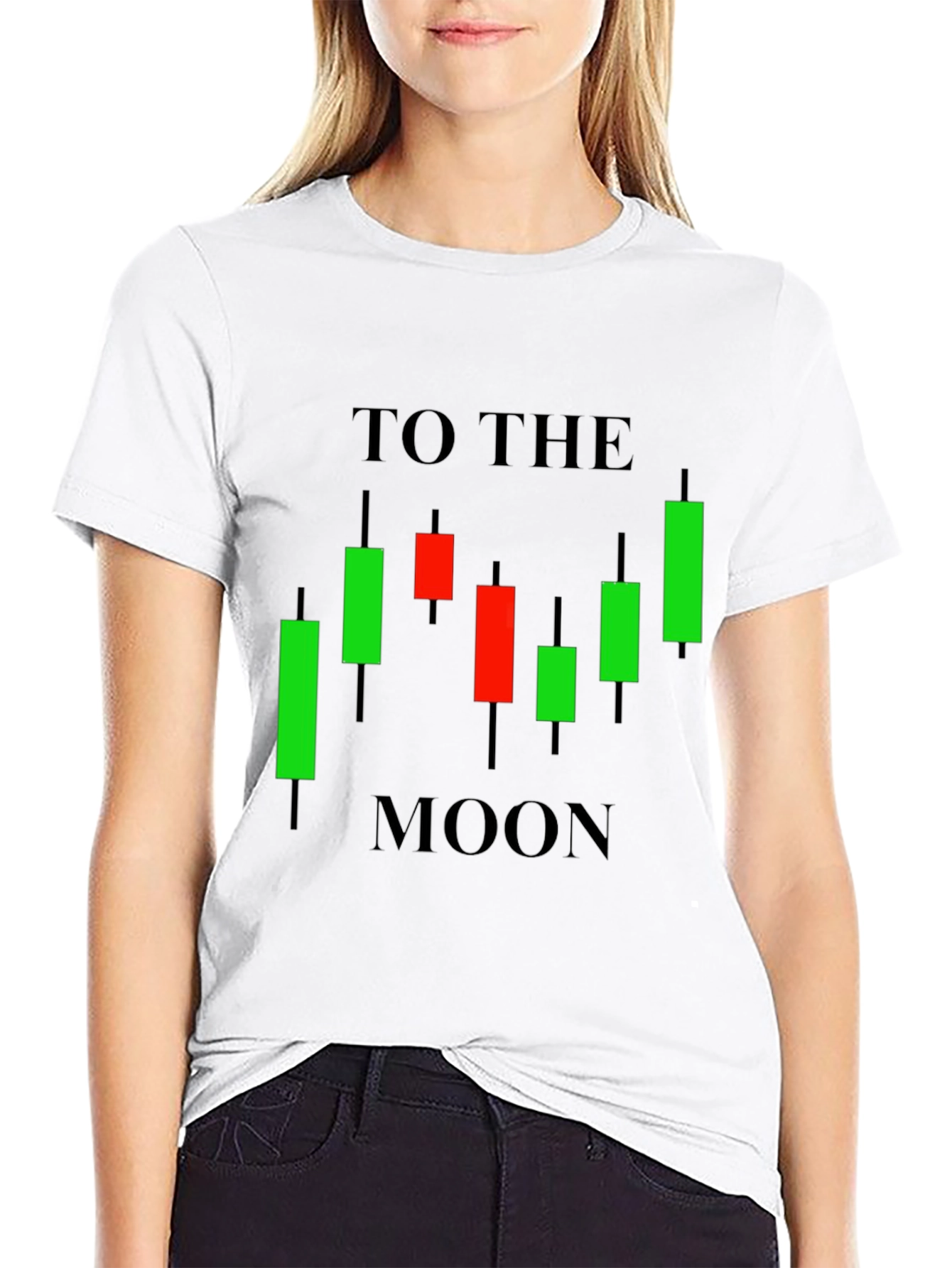 To The Moon Candlestick Chart Black Tee