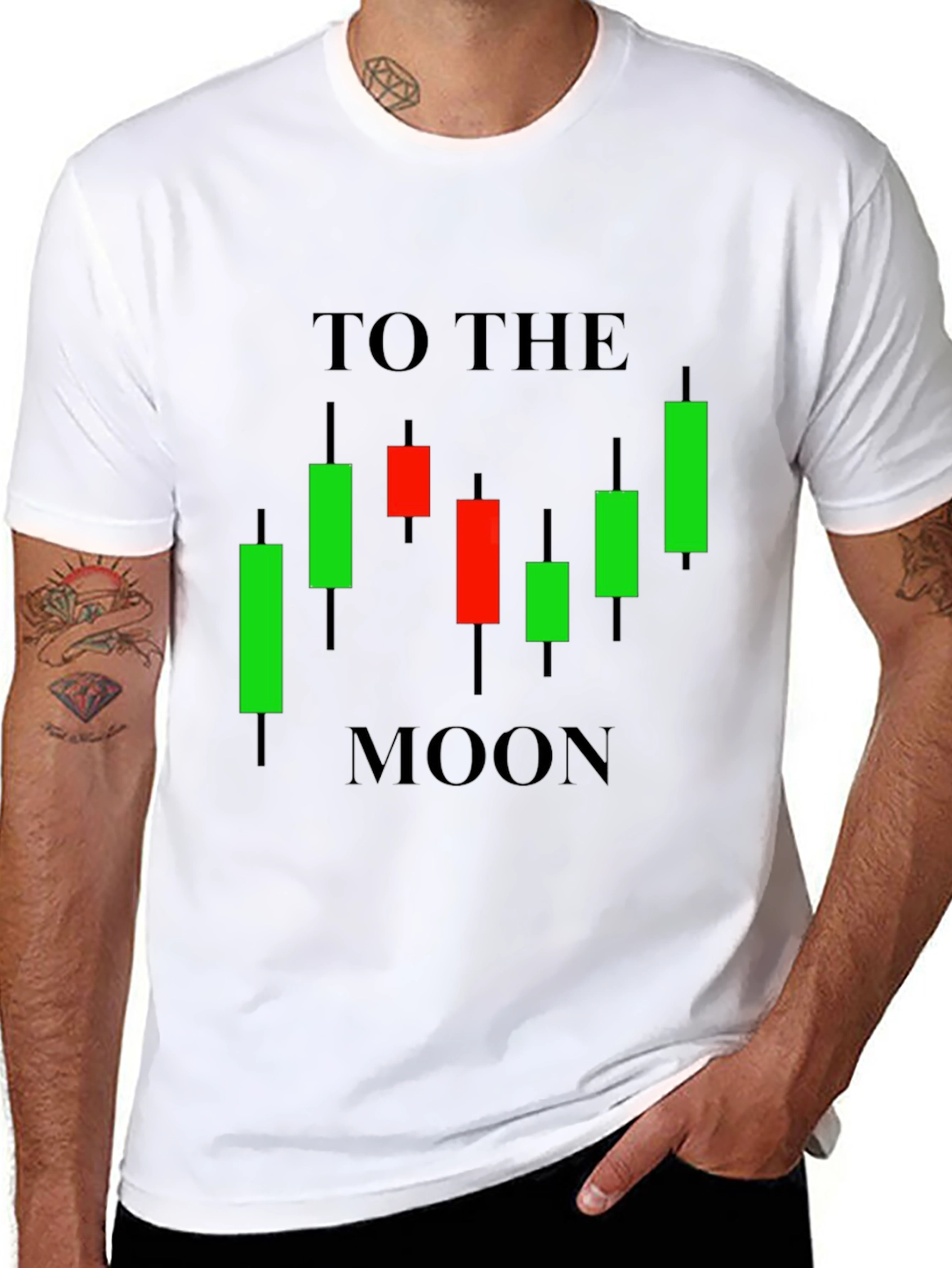 To The Moon Candlestick Chart Black Tee