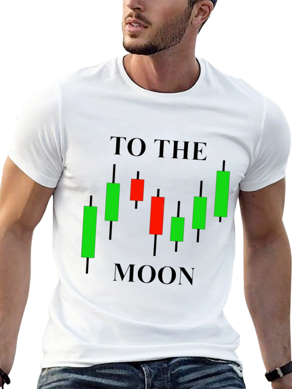 To The Moon Candlestick Chart Black Tee