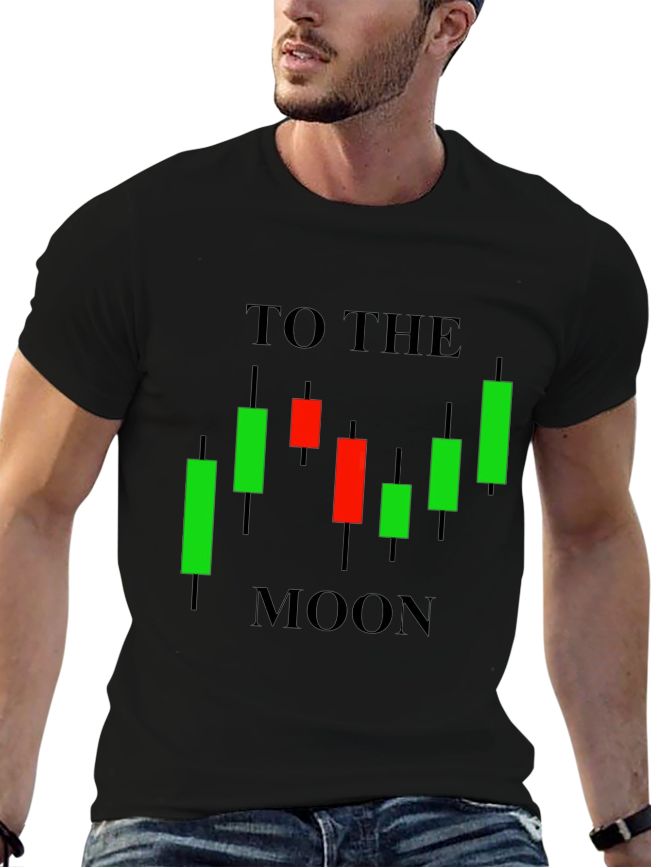 To The Moon Candlestick Chart Black Tee