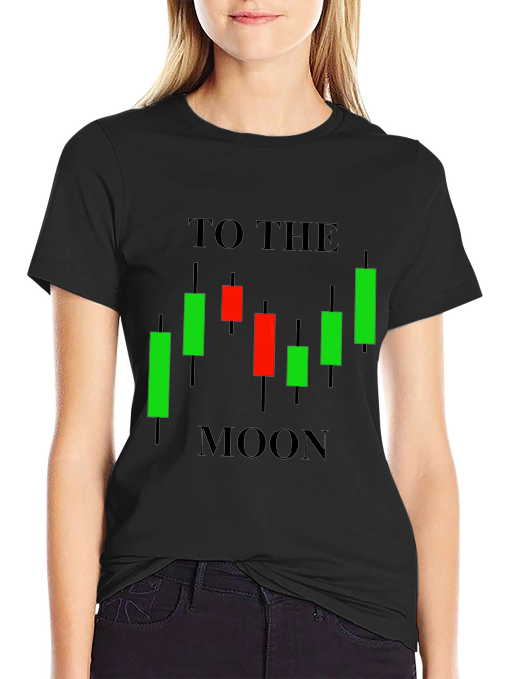 To The Moon Candlestick Chart Black Tee