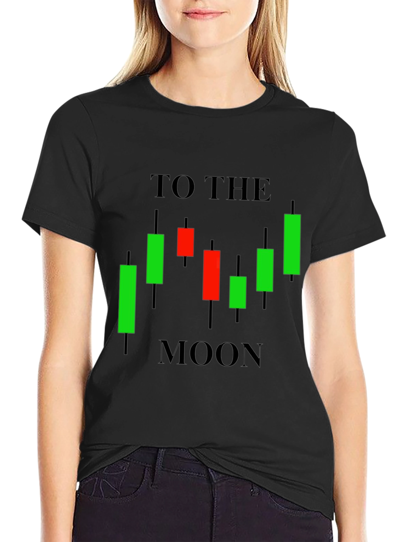 To The Moon Candlestick Chart Black Tee
