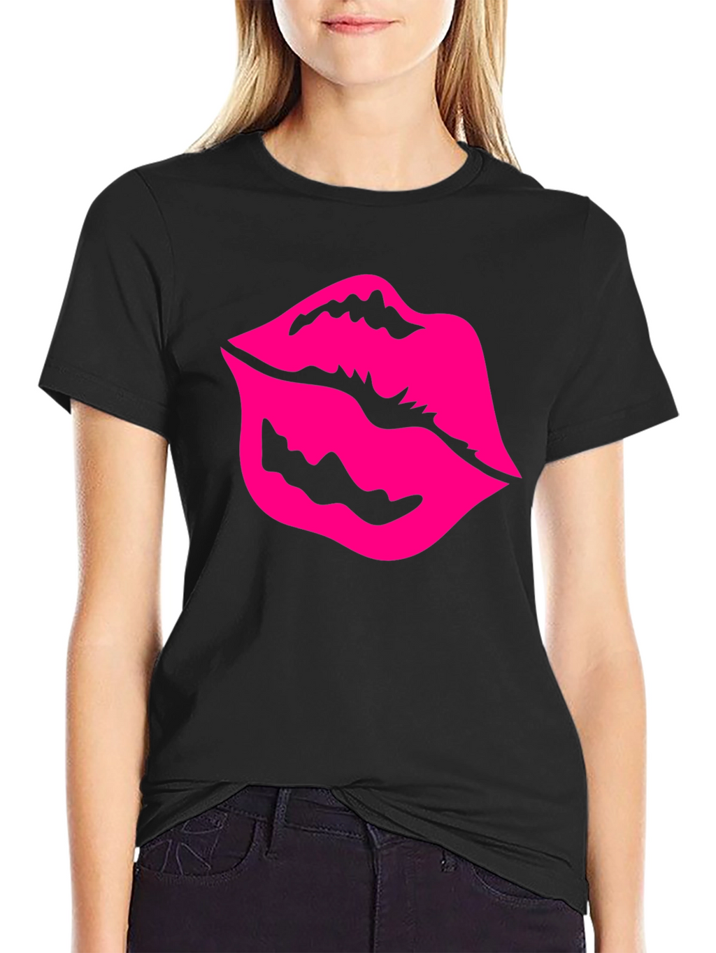 Kiss Lips Graphic Tee - Mens Black T-Shirt