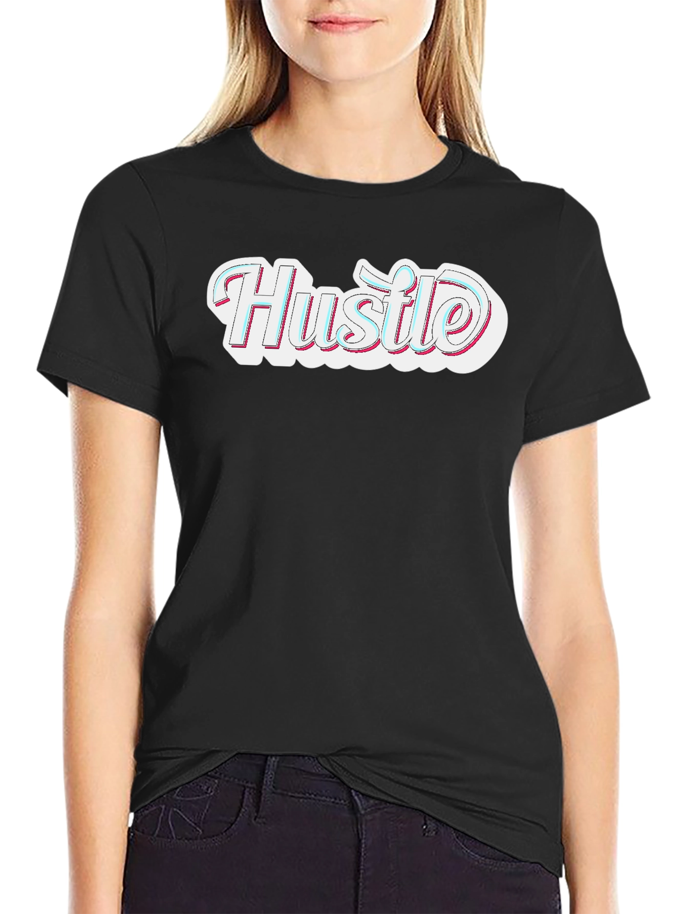 Hustle Graphic Tee - Black Short Sleeve Crew Neck