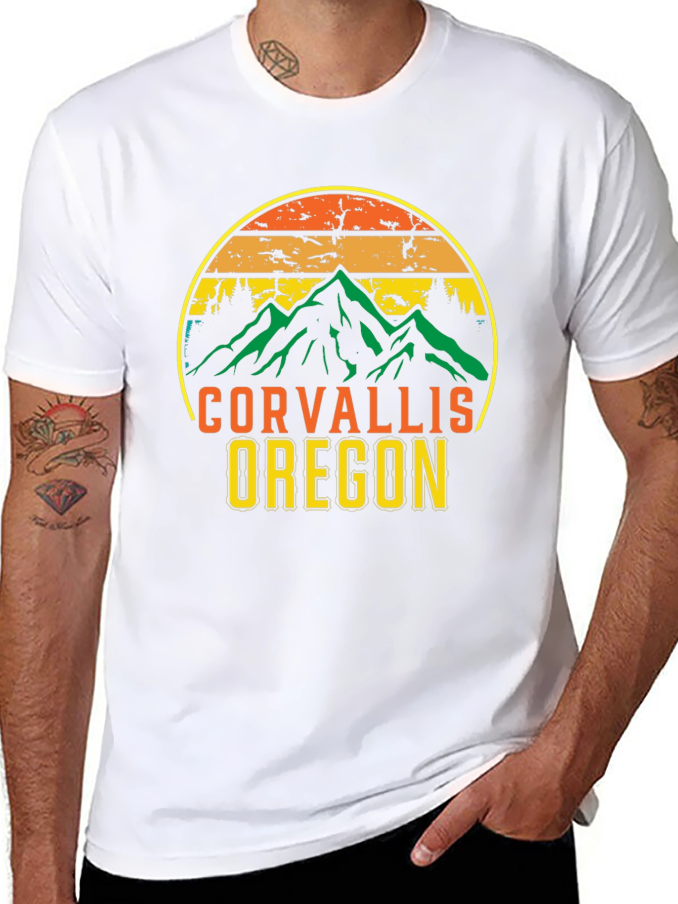 Corvallis Oregon T-Shirt Retro Mountain Tee