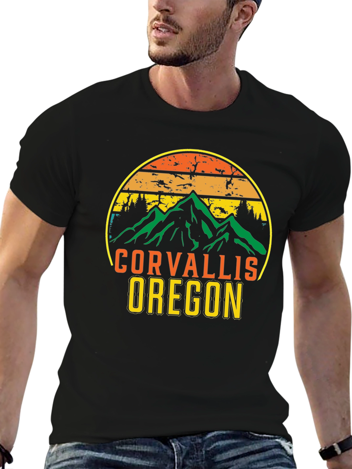 Corvallis Oregon T-Shirt Retro Mountain Tee