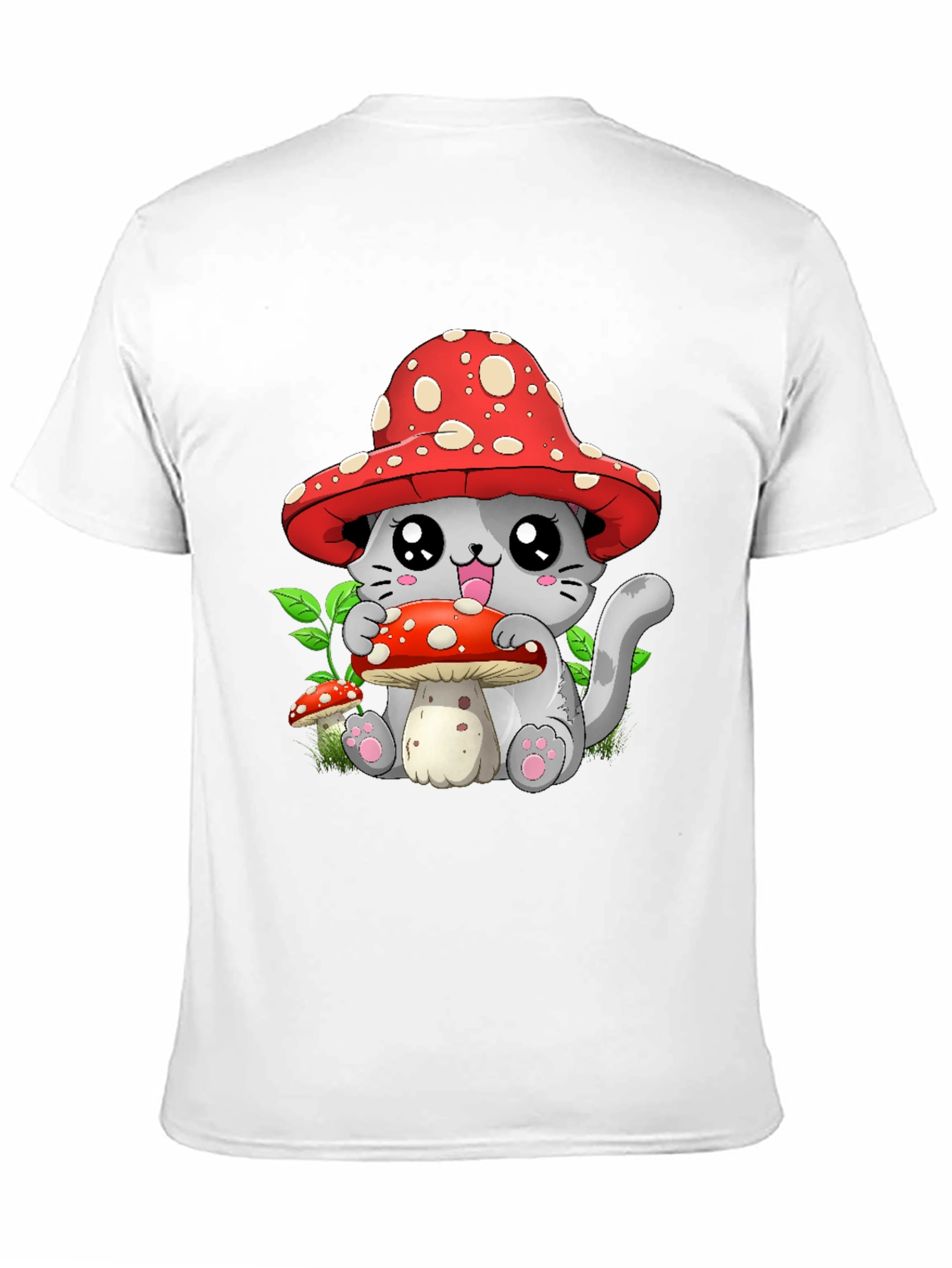 Mushroom Cat Graphic Tee - Whimsical & Cute