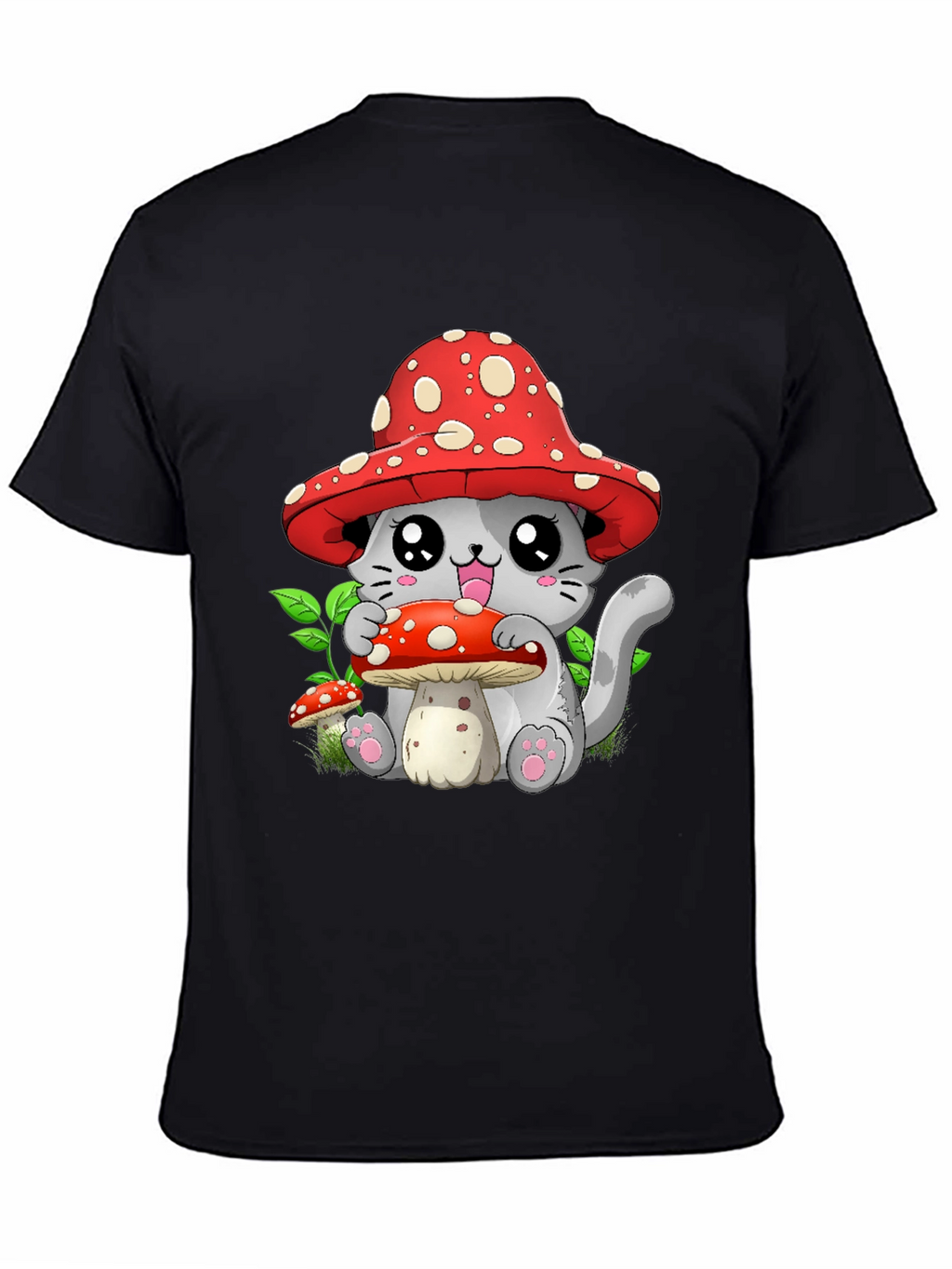 Mushroom Cat Graphic Tee - Whimsical & Cute