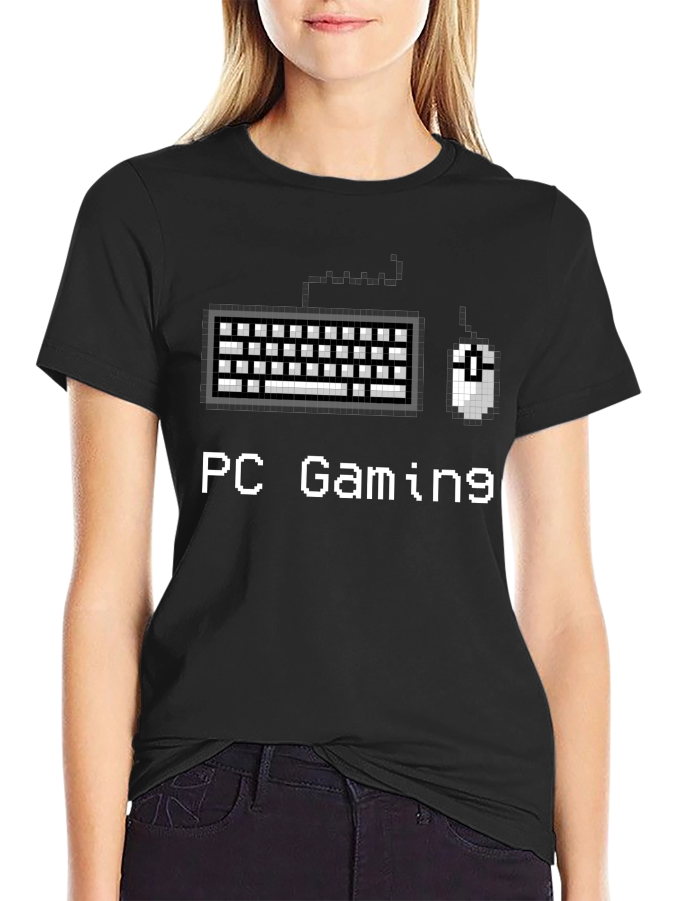 Retro PC Gaming T-Shirt - Pixel Keyboard & Mouse Design