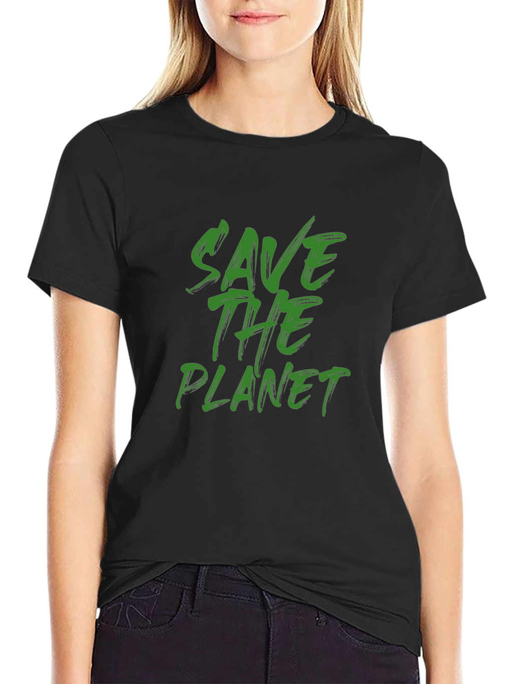 Eco-Friendly Save the Planet Graphic Black T-Shirt