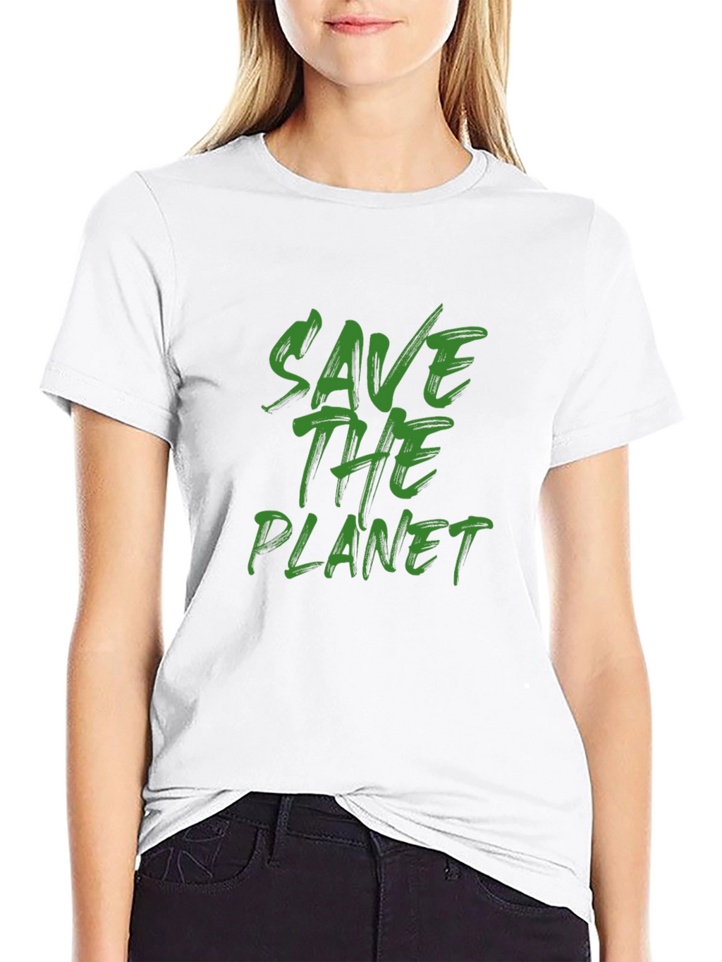 Eco-Friendly Save the Planet Graphic Black T-Shirt