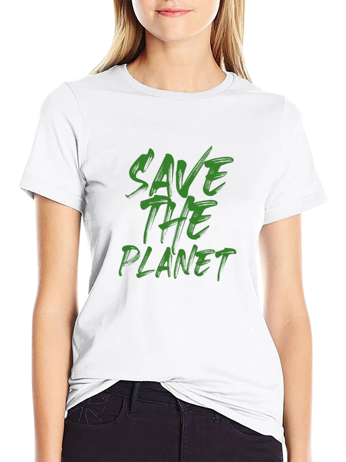 Eco-Friendly Save the Planet Graphic Black T-Shirt