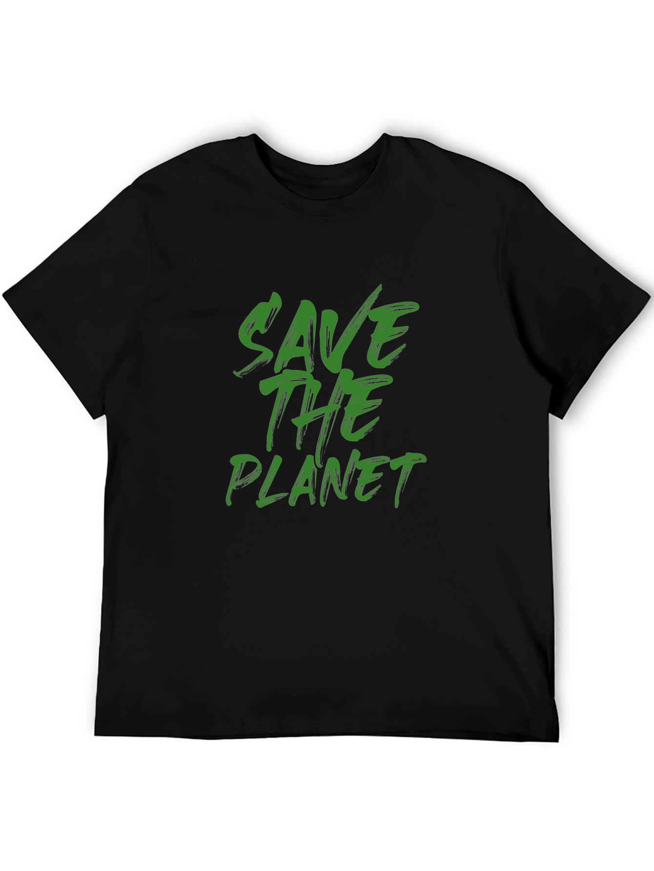 Eco-Friendly Save the Planet Graphic Black T-Shirt